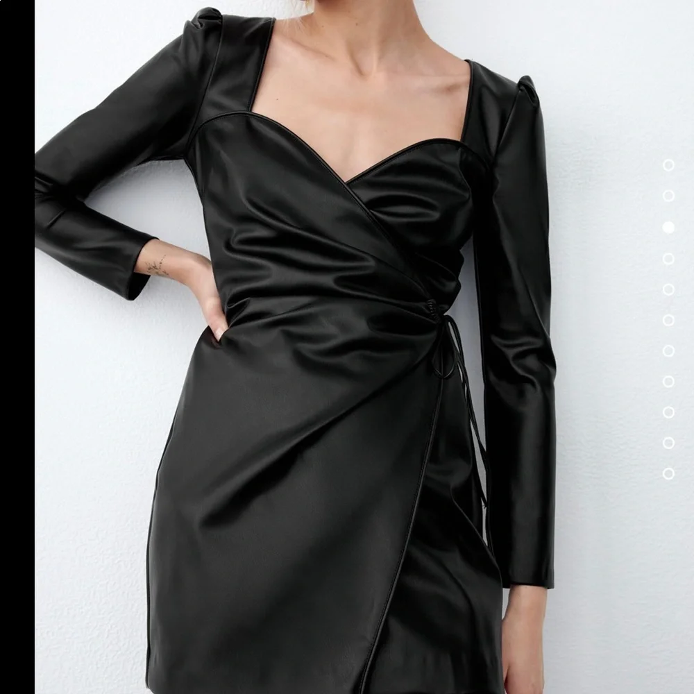 Zara Faux Leather Black Dress - Picture 5 of 6